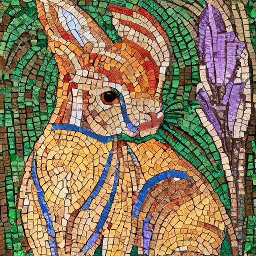 Image similar to a rabbit in the style of ancient mosaic