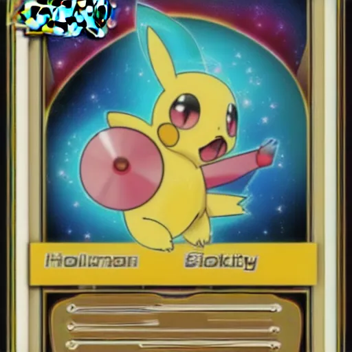 Image similar to holographic shiny colorful pokemon collectible trading card of a banana playing guitar