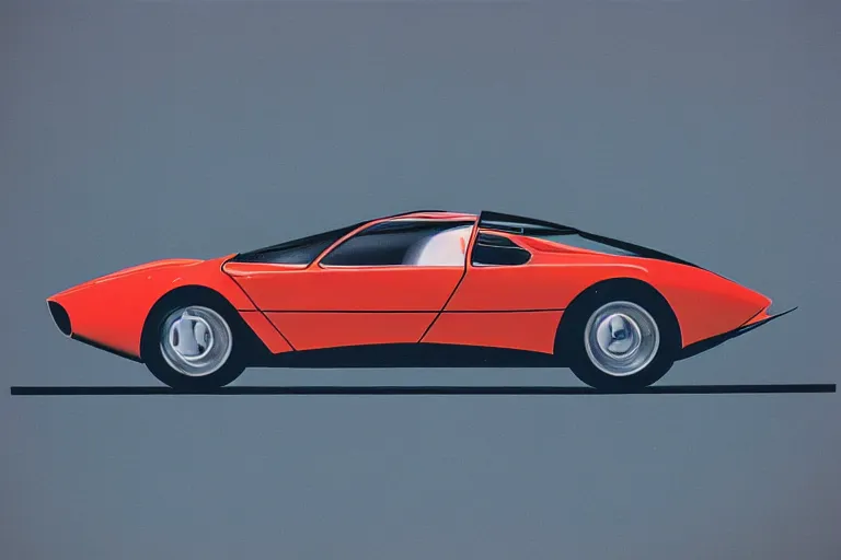 Prompt: designed by giorgetto giugiaro stylized poster of a single 1 9 6 9 miura citroen dm bmw m 1 ( ( mclaren f 1 ) ) delorean concept, thick neon lights, ektachrome photograph, volumetric lighting, f 8 aperture, cinematic eastman 5 3 8 4 film