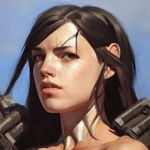 Image similar to greg manchess portrait painting of partially armored x - 2 3 laura kinney as overwatch character, medium shot, asymmetrical, profile picture, organic painting, sunny day, matte painting, bold shapes, hard edges, street art, trending on artstation, by huang guangjian and gil elvgren and sachin teng