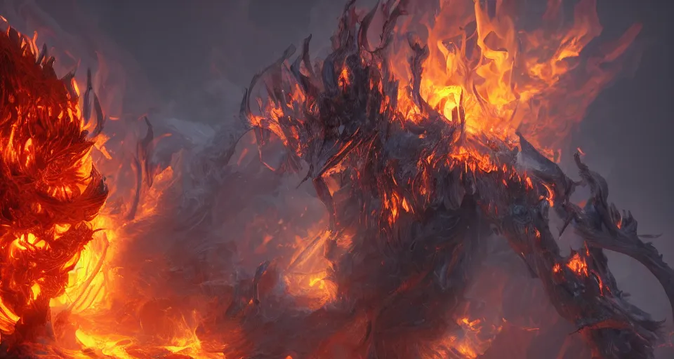 Image similar to fire wielding elemental being, character concept, hyper detailed, fractal, ray tracing, 4 k