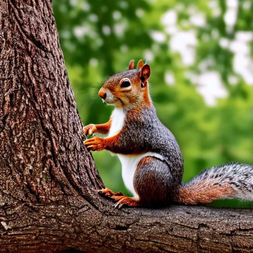 Prompt: a squirrel is sitting on a tree branch, a jigsaw puzzle by andrey yefimovich martynov, shutterstock contest winner, naturalism, creative commons attribution, deviantart, shallow depth of field