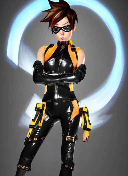 first-cobra23: Tracer from Overwatch wearing latex clothing, hyper