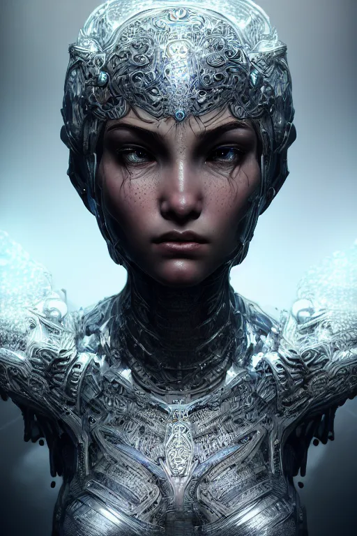 Image similar to the perfect future augmented human posing, accurate details, detailed face, fantasy, dramatic, intricate, elegant, highly detailed, digital painting, artstation, concept art, smooth, sharp focus, illustration, art by gustave dore, octane render