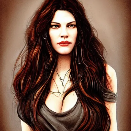 Prompt: liv tyler 2 0 - years old, highly detailed, crazy aerosmith, young, by artgerm and greg rutkowski