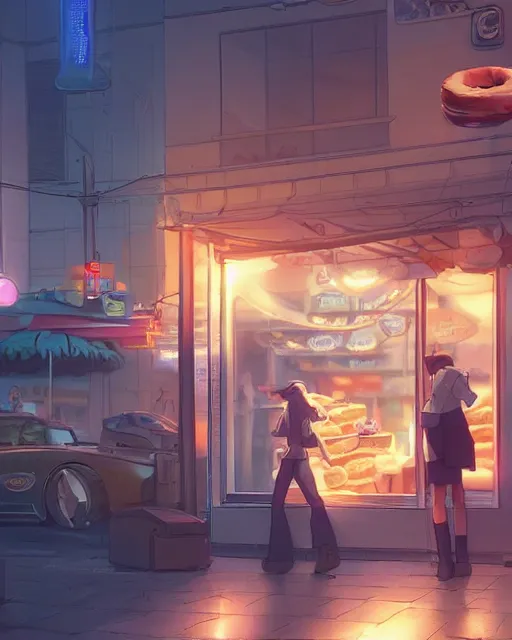 Prompt: a doughnut scene, everything is doughnuts, perfect shading, atmospheric lighting, by makoto shinkai, stanley artgerm lau, wlop, rossdraws