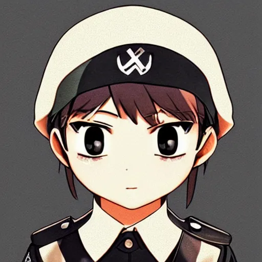 Image similar to beautiful little arian boy in nazi uniform. made in abyss art style, inspired by kris from deltarrune, cute detailed artwork, anatomically correct, soft details, ilya kuvshinov, reflection, perfect composition, portrait, illumination, digital art, detailed anime soft face, symmetrical face