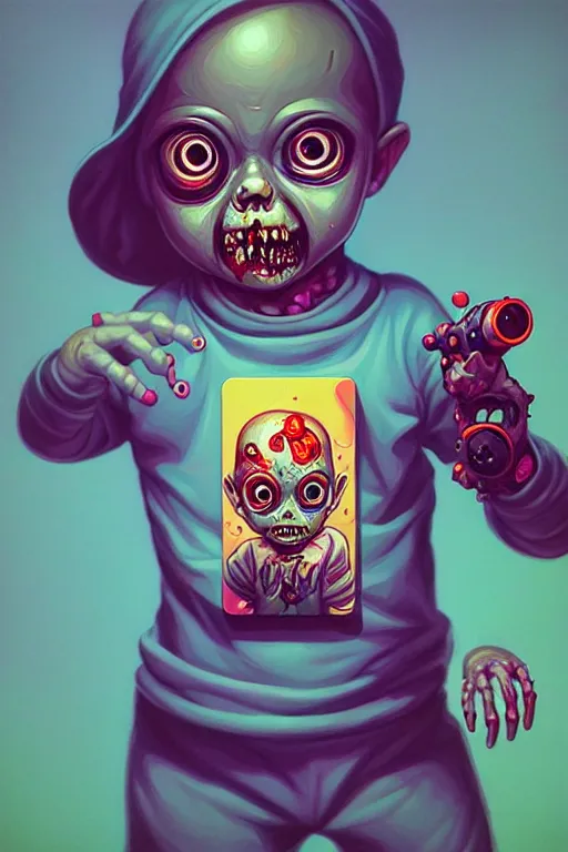 Image similar to a baby zombie in a pocket, tristan eaton, victo ngai, artgerm, rhads, ross draws