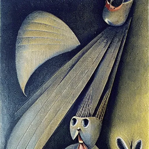 Image similar to 19th century flying machine Rollypolly by Remedios Varo