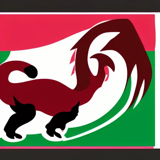 Image similar to vector art of welsh dragon and cute panda mixed, intercrossed, chimera, welsh flag, adobe illustrator