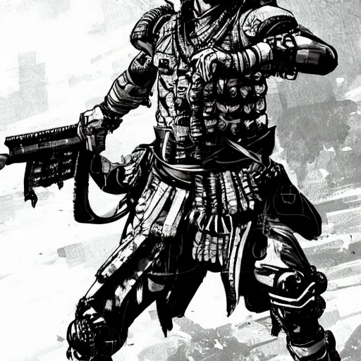 Image similar to 8K detailed illustration of an army general from the an ancient civilization indonesia in the style of Yoji Shinkawa, high resolution