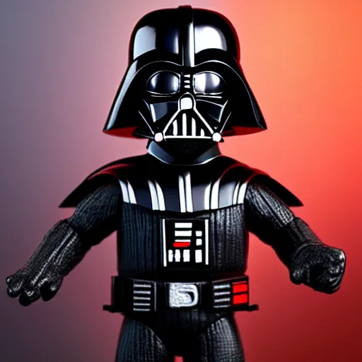 Image similar to artstation darth vader bobble head, small but fierce, very detailed, portrait, high contrast, unreal engine 5