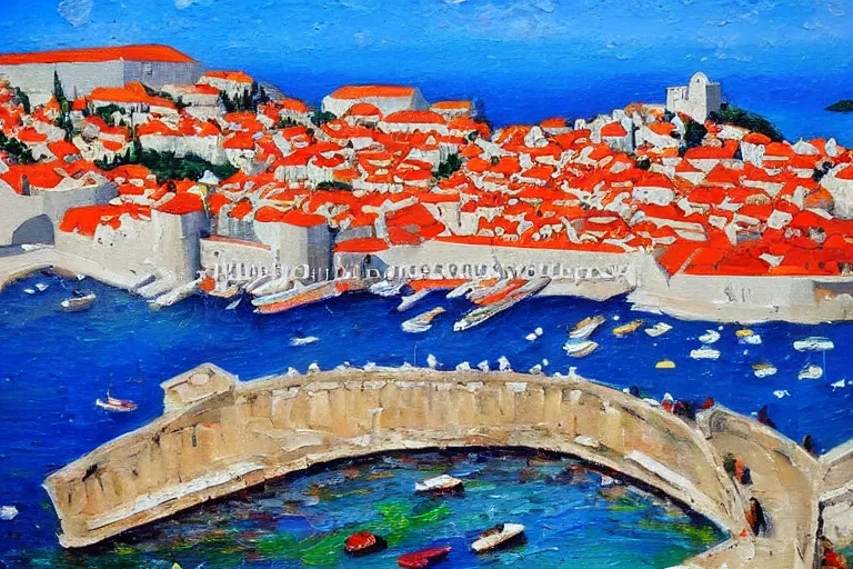 Prompt: dubrovnik, oil painting, oil in canvas, old painting, brushstrokes