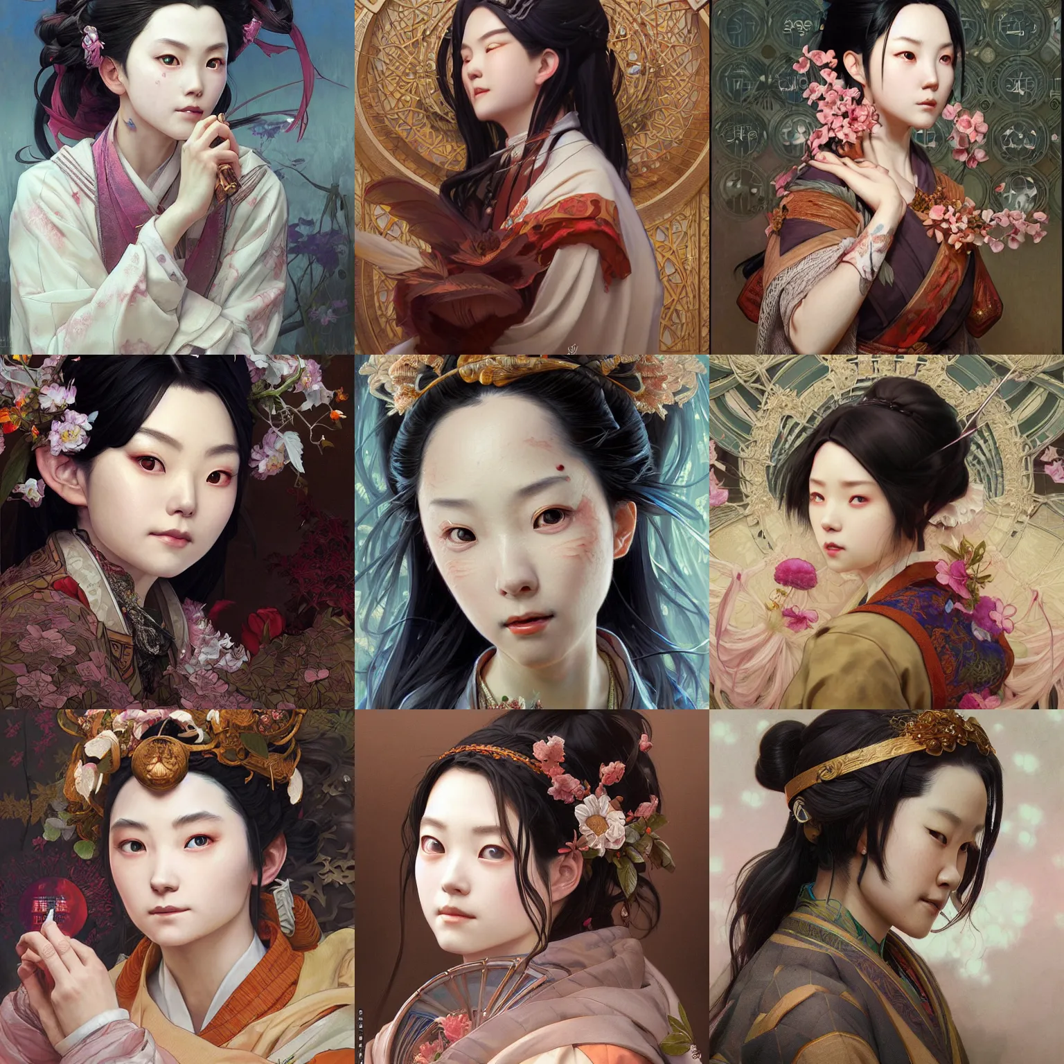 Prompt: a masterpiece portrait painting of nezuko kamado, ultra realistic, concept art, intricate details, eerie, highly detailed, photorealistic, art by artgerm and greg rutkowski and alphonse mucha