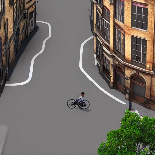 Prompt: A bike flying over a street, realistic, ultra high detail, 8k.