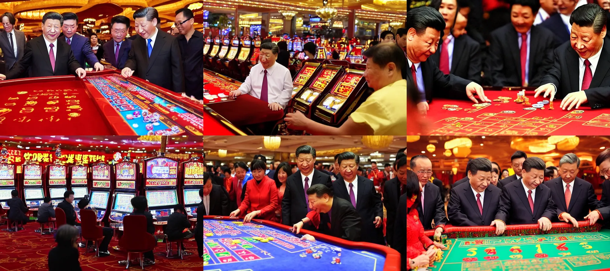 Prompt: xi jinping playing slots in las vegas