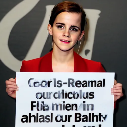 Prompt: a sign that bans emma watson pictures red cross not allowed public health poster