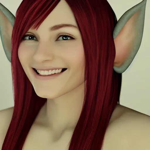 Image similar to photorealistic, beautiful smiling elf girl