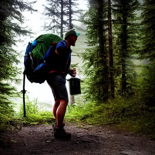 Image similar to hiker unloading the car before camping, style by etienne hebinger