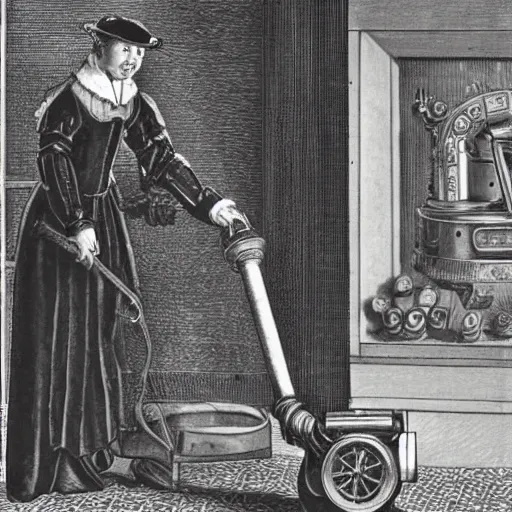 Prompt: a tudor vacuum cleaner