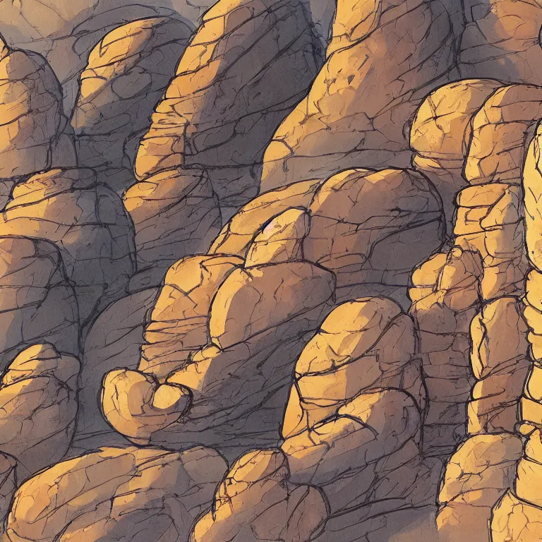 Image similar to bunch of different shapes and sizes of canyon rocks and arcs, concept art by jean giraud, featured on deviantart, environmental art, 2 d game art, concept art, artstation hq