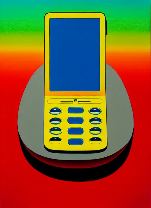 Image similar to inflated phone by shusei nagaoka, airbrush on canvas, pastell colours, cell shaded, 8 k