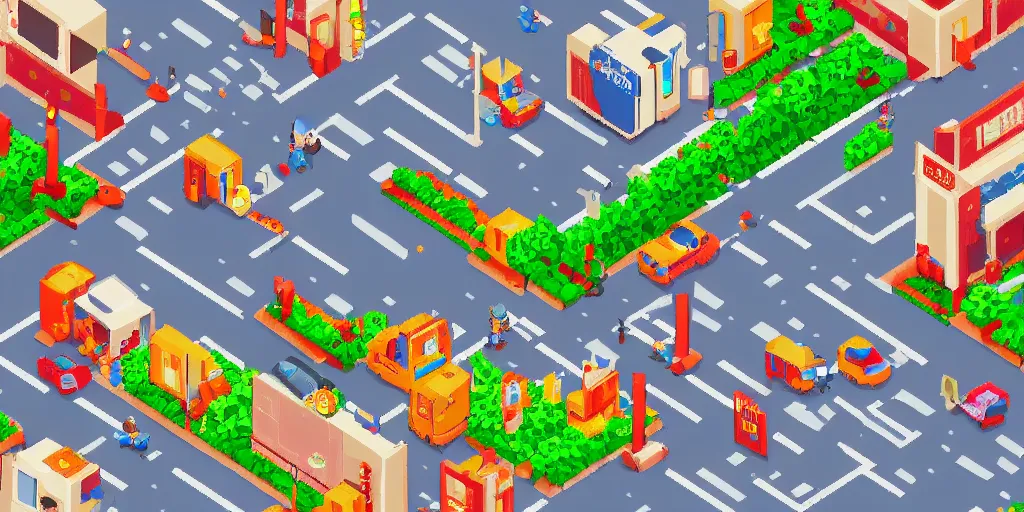 Image similar to pixel art scene of a street in tokyo