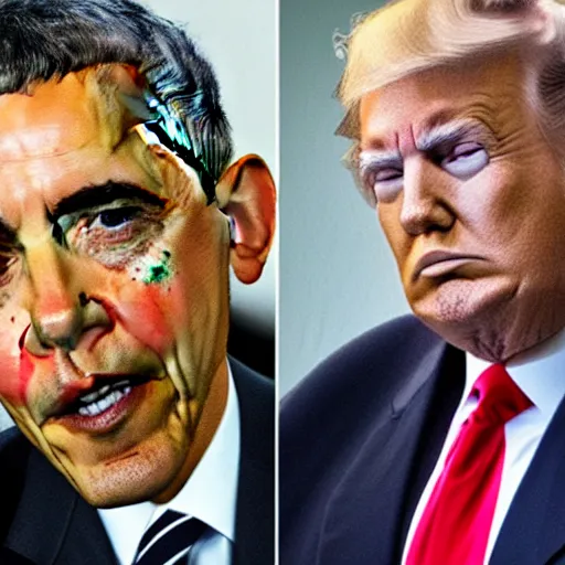 Prompt: obama and trump fighting in the style of anime