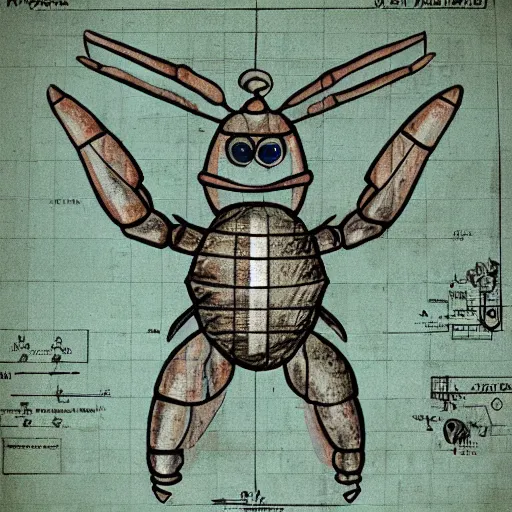 Image similar to mr krabs as a blueprint by leonardo davinci