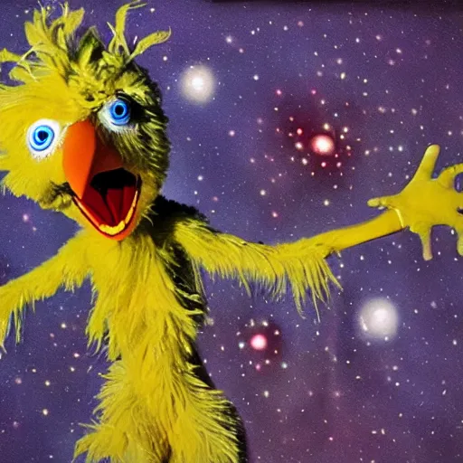 Prompt: big bird as a cosmic eldritch horror