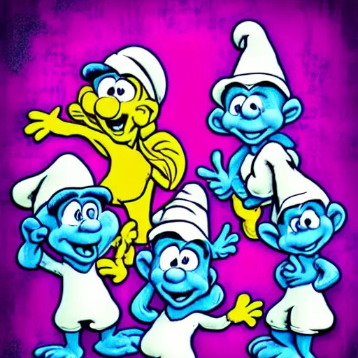 Prompt: The Smurfs acidwave