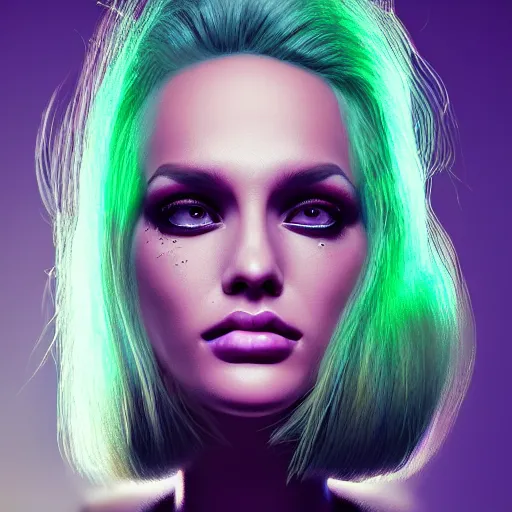 Image similar to electric woman, cute - fine - face, pretty face, oil slick hair, realistic shaded perfect face, extremely fine details, realistic shaded lighting, by dominik mayer
