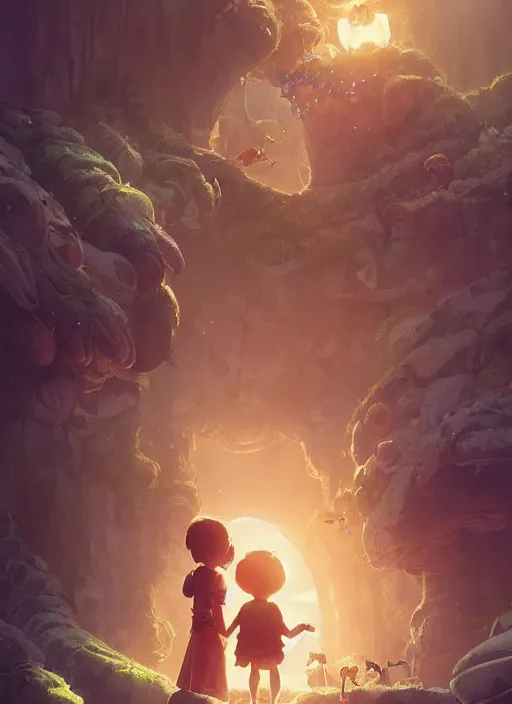 Prompt: a cute mother fostering her two sons in an adventure movie by nuri iyem, james gurney, james jean, greg rutkowski, anato finnstark. pixar. hyper detailed, 5 0 mm, award winning photography