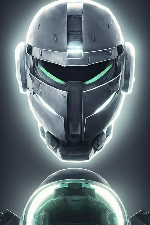 Image similar to robot ninja mask helmet halo master chief radiating a glowing aura global illumination ray tracing hdr fanart arstation by ian pesty and katarzyna da „ bek - chmiel