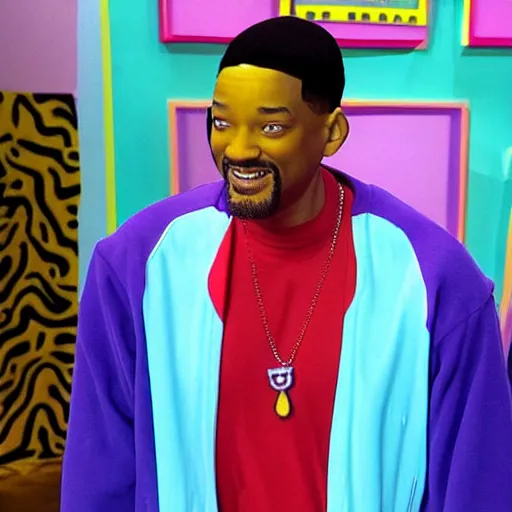 Prompt: Will Smith cosplay in The Simpson TV Show, detailed, colourful masterpiece beautiful beautiful beautiful
