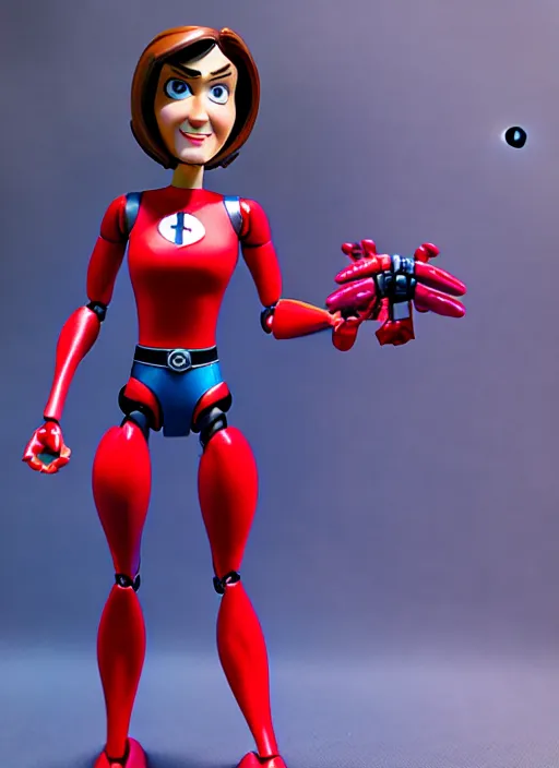 Image similar to Transformers Helen Parr Elastigirl action figure from Transformers: Kingdom, symmetrical details, by Hasbro, Takaratomy, Don Bluth, tfwiki.net photography, product photography, official media