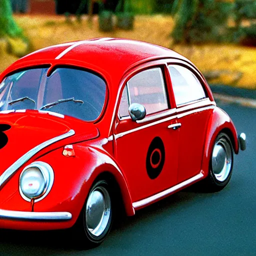 Prompt: promotion movie still of the car in'herbie'film ( 1 9 6 8 ) pretending to be a real lady bug. cinematic, 4 k, imax, 7 0 mm