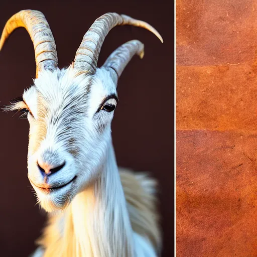 Image similar to a goat made of peach skin, 8 k, 4 k, professional photography, award winning photo