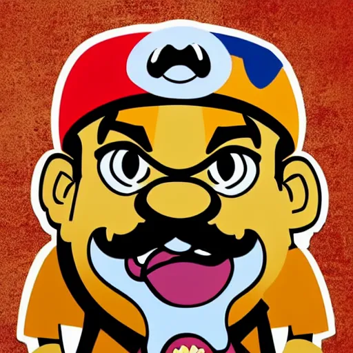 Image similar to wario eating a hot dog stencil art