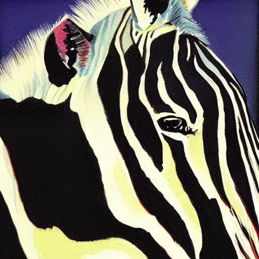 Prompt: laughing zebra. art by mary cassatt