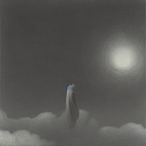 Image similar to “ close up of two men looking up the sky. the sky is totally black. art by zdzisław beksinski ” — w 1 9 2 0 — steps 4 8