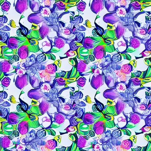 Prompt: floral pattern painting, digital art, repeating pattern