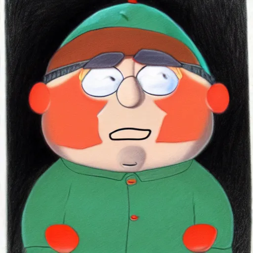 Image similar to pencil drawing of eric cartman
