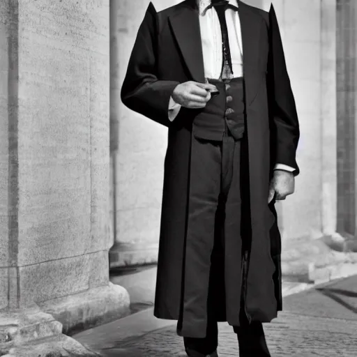 Prompt: photo of a french lawyer wearing a formal court dress