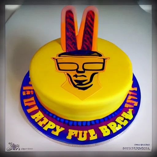 Image similar to Gus Fring birthday cake, photography, Instagram, saturation, marketing,