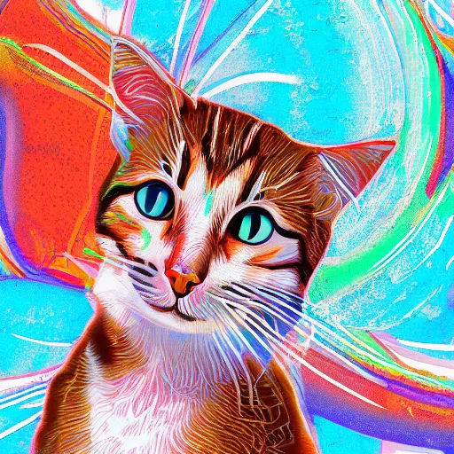 Image similar to a stray cat in istambul digital art illustration colorful