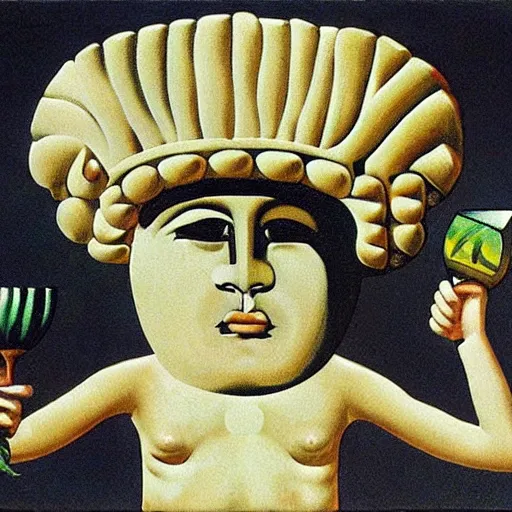 Image similar to Emoji as ancient Mesopotamian gods by Rene Magritte