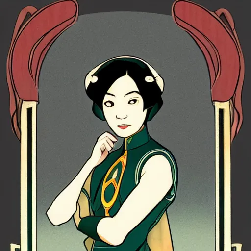 Image similar to art nouveau portrait of toph beifong