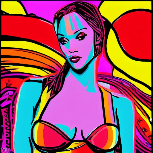 Prompt: rainbow tyra banks. pop art