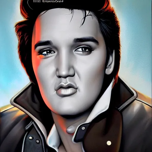 Prompt: elvis portrait, Pixar style, by Tristan Eaton Stanley Artgerm and Tom Bagshaw.